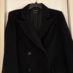 Brooks Brothers Classic  Double-breasted Black Coat. Made in Italy